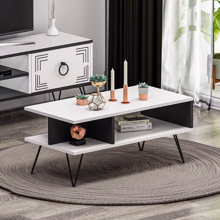 HOMIDEA Tavolino Milestone per il soggiorno - Tavolino da divano - Tavolino da soggiorno moderno dal design di tendenza - Bianco/Nero