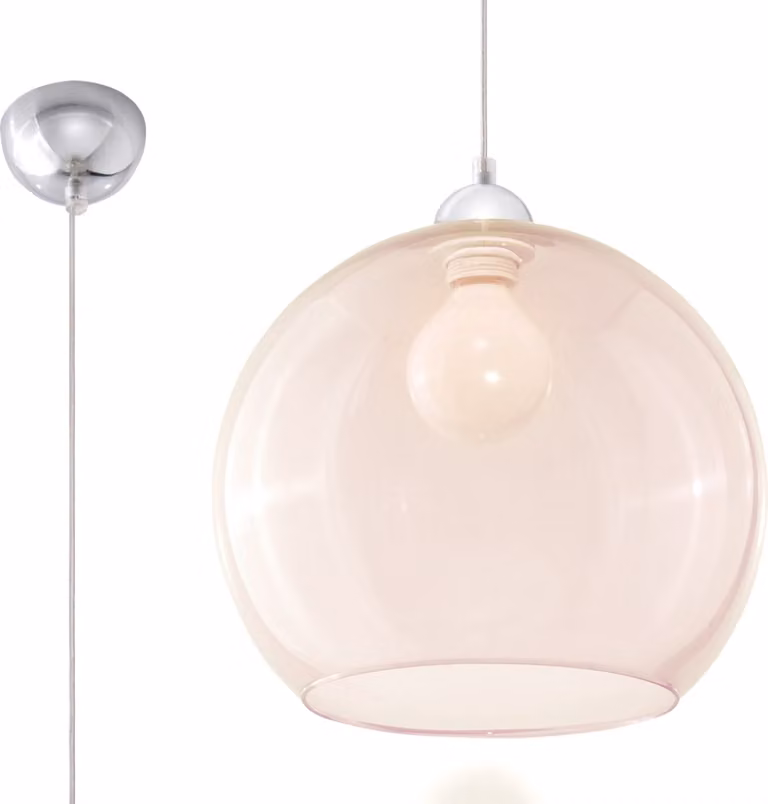Lampada a sospensione ROTUND cromata-trasparente 1xE27x60W vetro, dimensioni: 80x30x30 cm, IP20, Pure Lume