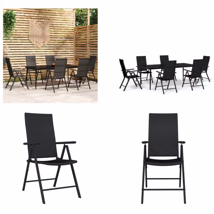 vidaXL Set da pranzo da giardino 7 pezzi nero - Set da pranzo da giardino - Set da pranzo da giardino - Set da pranzo - Set da salotto