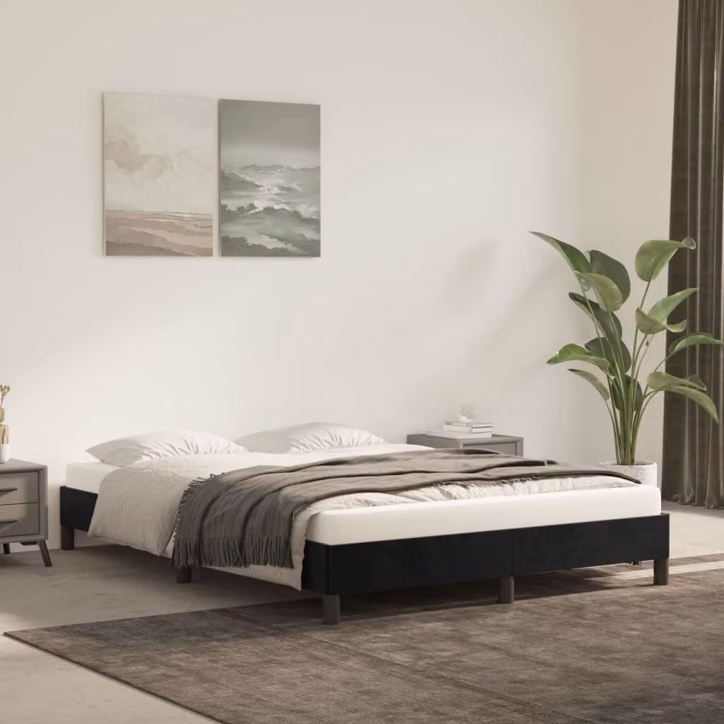 The Living Store struttura letto nera 140x200 cm in velluto