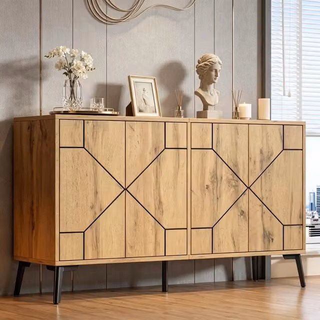 Mobile Singularity per cucina o ingresso in MDF con ante soft close, colore rovere naturale, L 120 cm x P 35 cm x H 69 cm – 1