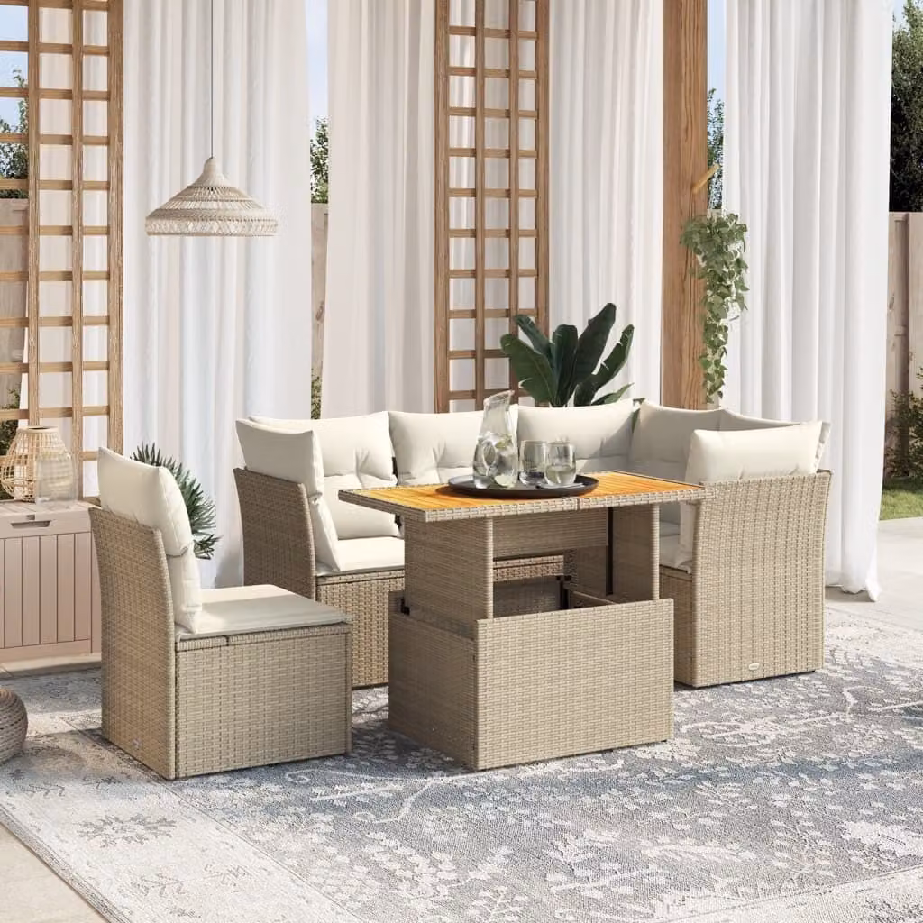 Maison Exclusive - Set Divano da Giardino 5 pz con Cuscini Beige in Polyrattan