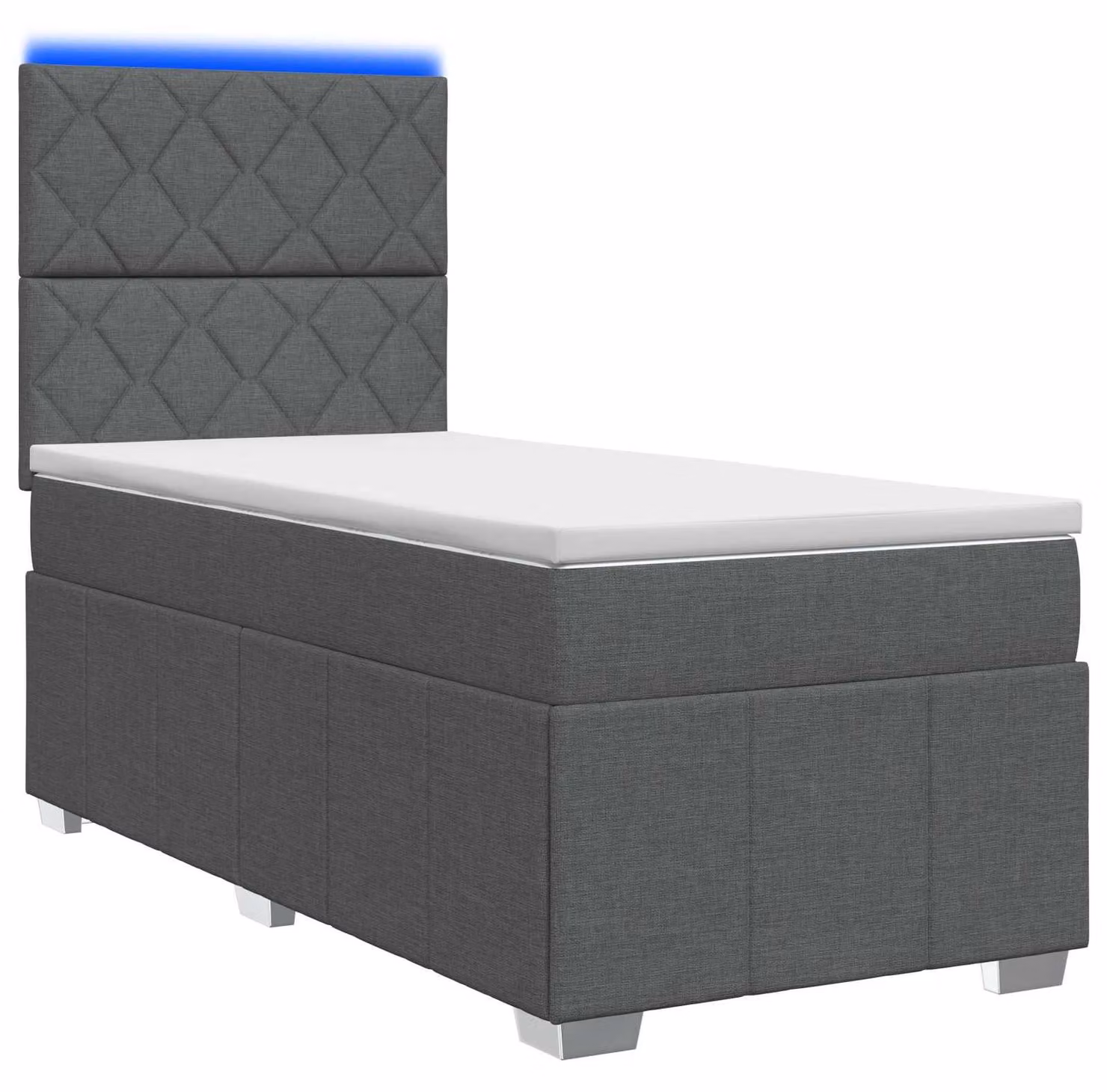 Letto boxspring LED con materasso grigio scuro 80 x 200 cm tessuto