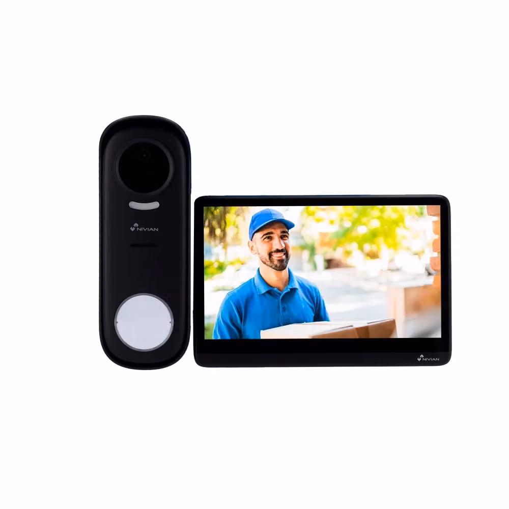 Kit Videocitofono Wireless Nivian NVS-VIDEOINTERCOM-WIRELESS WiFi HaLow con Monitor Touch da 7 pollici 1080P Tuya Colore Nero – 2