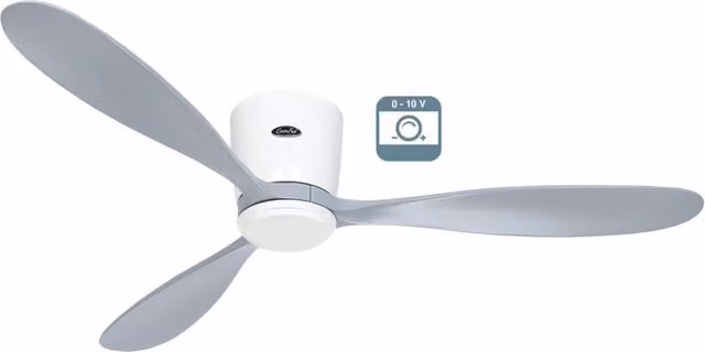 ECO PLANO WOOD 132, Ventilatore senza Luce, CasaFan Colore Pale: Alluminio, Corpo: Bianco