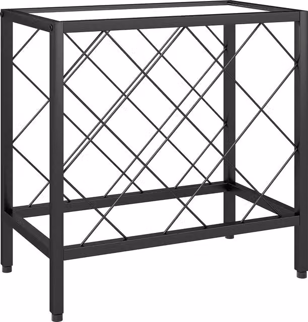 Scaffale Portabottiglie Vini HOMCOM con Piano in Vetro Trasparente e Struttura in Metallo Nero, Capacità 10 Bottiglie, L: 41 cm, P: 22 cm, H: 4 cm
