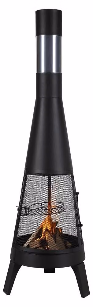 Camino da giardino conico - Diametro di 50 cm (20 pollici) - Altezza di 1495 mm - Acciaio Q235B - Colore nero