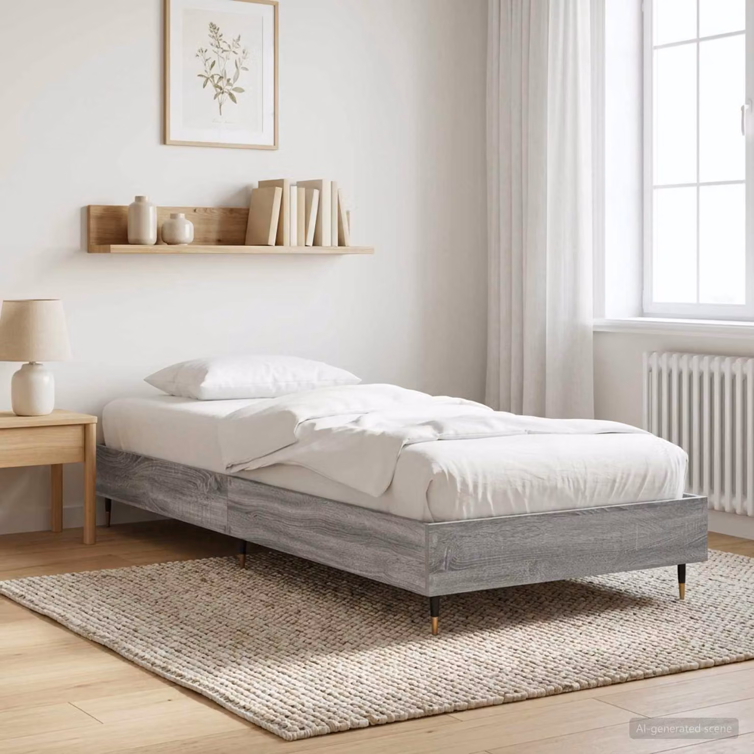 Struttura del letto moderna vidaXL in legno grigio L: 80 cm, P: 200 cm, H: 140 cm