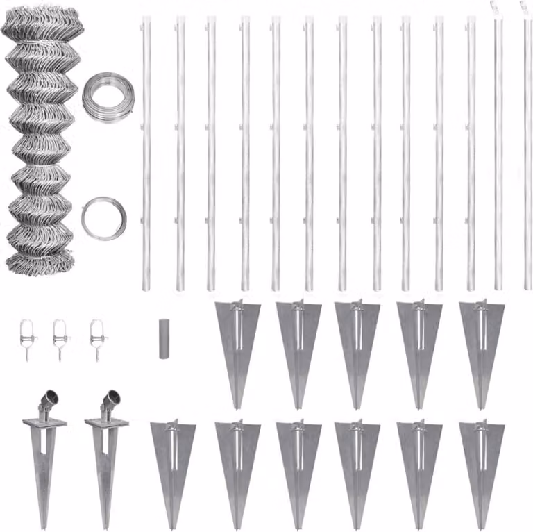 Maison Exclusive - Recinzione a Rete con Pali e Spuntoni Acciaio Zincato 25x1,5 m