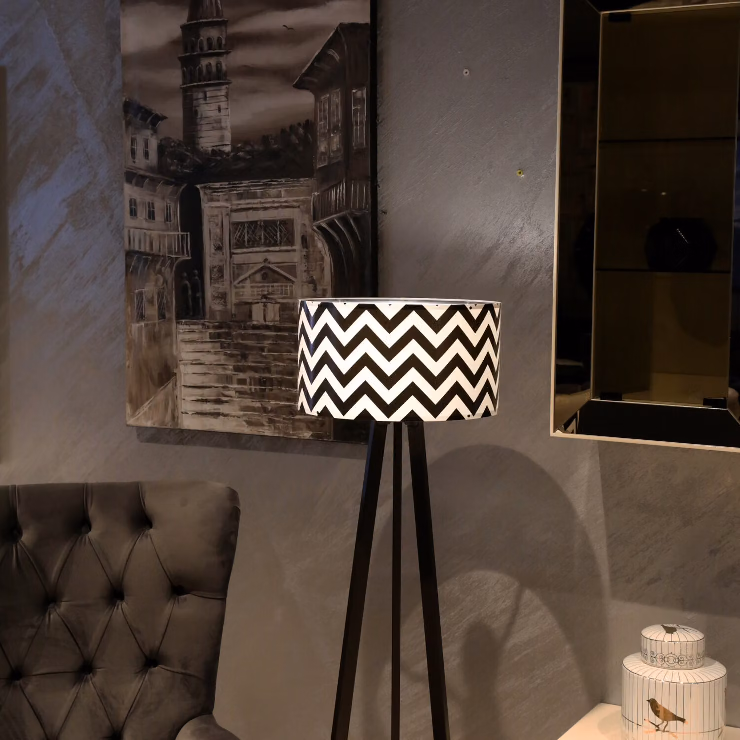 Opviq, AYD-2802, lampada da terra, nero, PVC, 21 x 38 x 140 cm