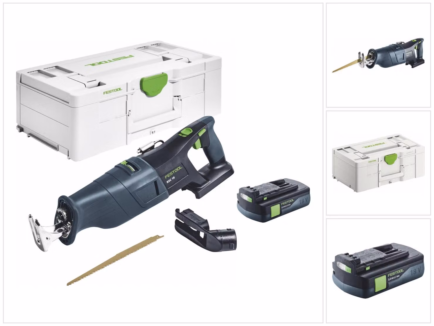 Festool RSC 18 EB-Basic Seghetto a batteria 18 V Brushless + 1x batteria 3,0 Ah + Systainer - senza kit di ricarica