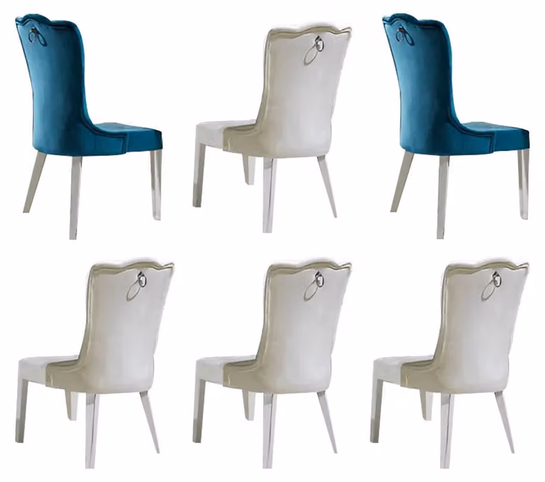 Garnitur Esszimmerstühle Stühle Küchenstühle Blau Weiß 6tlg Stoff Holz