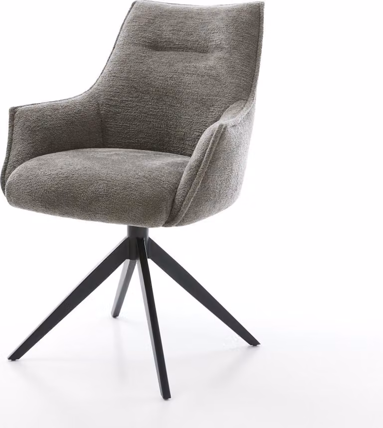 DELIFE Sedia girevole Alja-Flex con braccioli Bouclé Soft Mud Telaio a croce largo Nero Girevole a 360° Funzione dondolo Anima a molla tascabile
