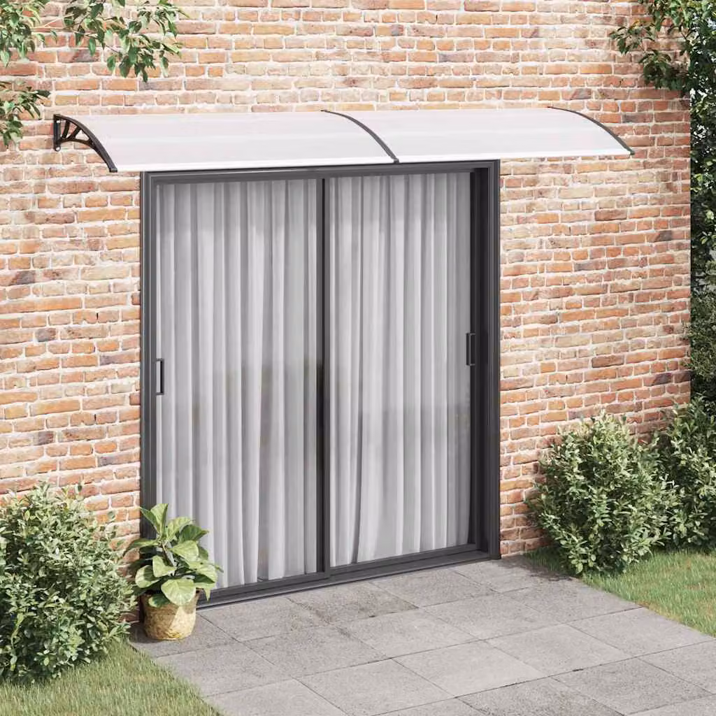 Pensilina per porta vidaXL in policarbonato e alluminio, nera e trasparente, L: 300 cm, P: 75 cm