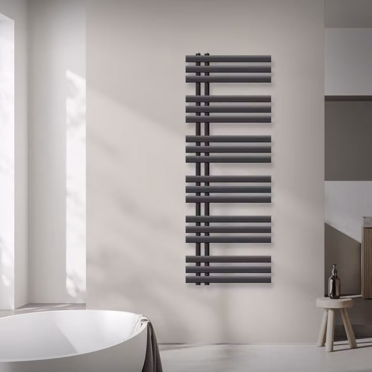 Radiatore da bagno LuxeBath design, 500x1400 mm, antracite, incl. set di montaggio, senza elemento riscaldante