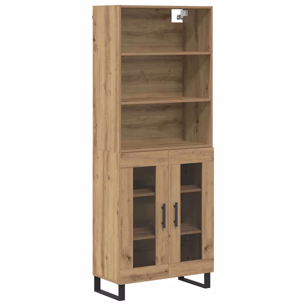 Set di 2 credenze moderne vidaXL in rovere marrone con finitura lucida L: 69,5 cm, P: 34 cm, H: 180 cm – 2
