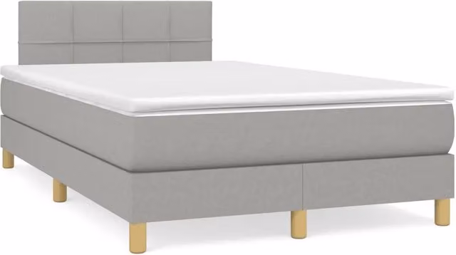 Letto a Molle con LED e Porte USB vidaXL in Tessuto Grigio, L/P/H: 120 x 200 x 88 cm