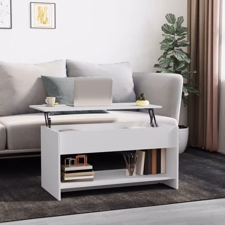 Tavolino The Living Store bianco 102x50x52,5 cm in materiale ligneo