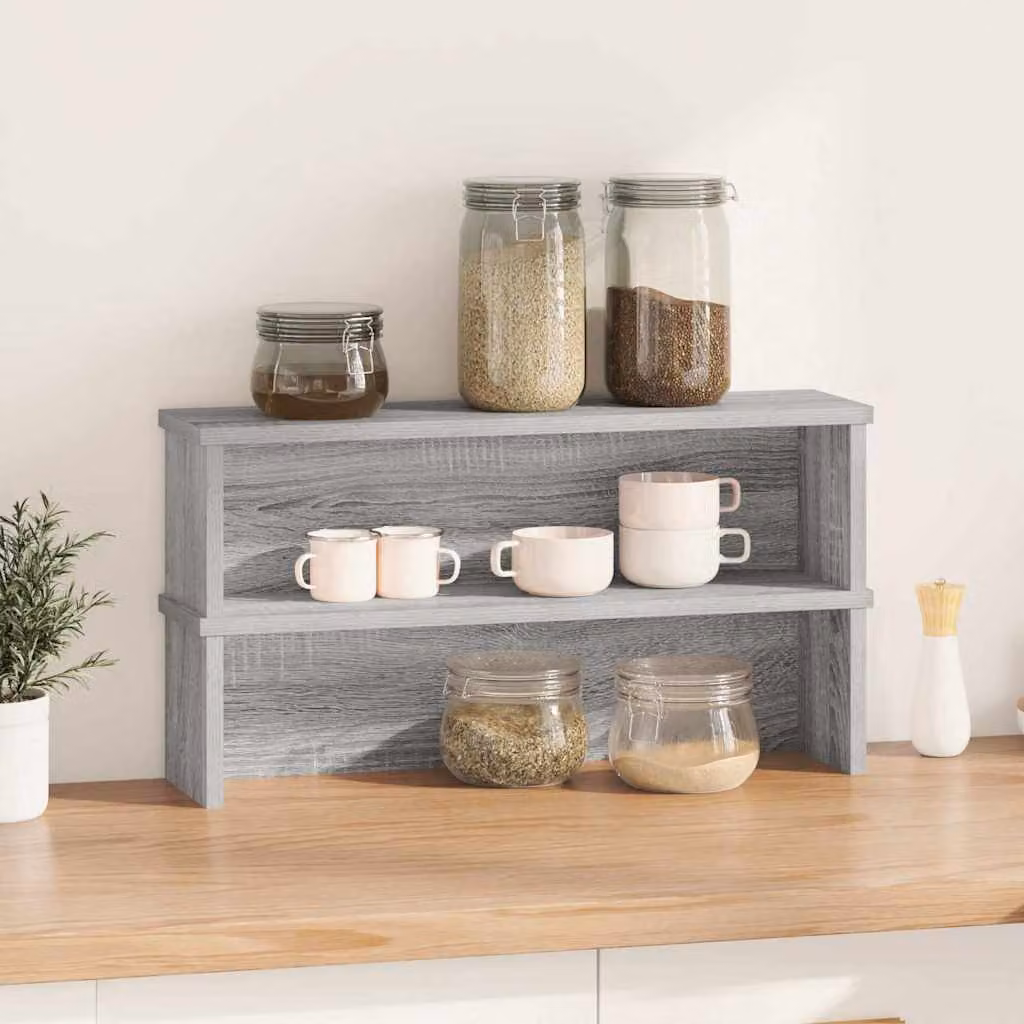 vidaXL Scaffali da Cucina Impilabili 2 pz Grigio Sonoma 60x15x16 cm