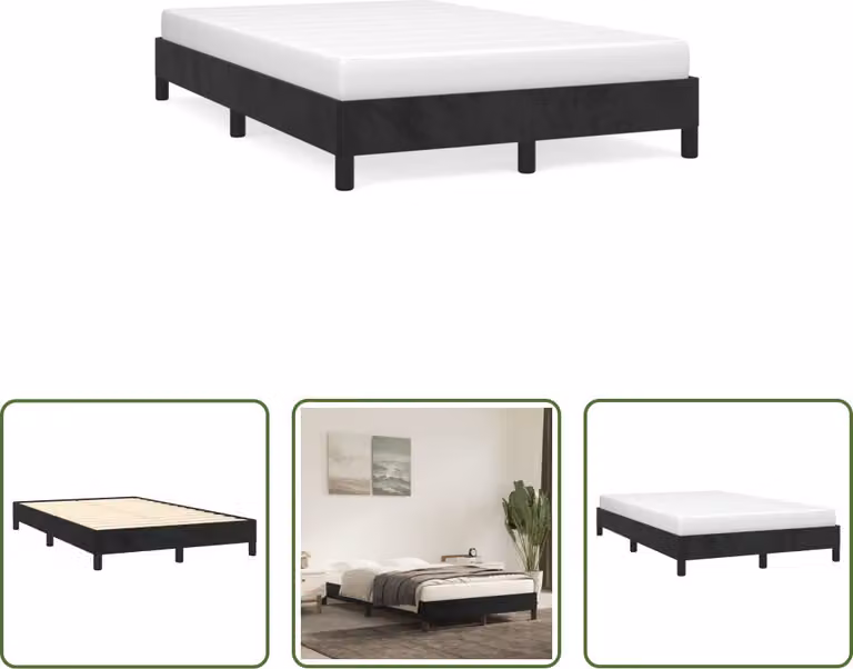 The Living Store struttura letto nera 120x190 cm in velluto