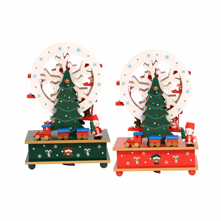 Carillon Natalizio Ruota Panoramica Musicale a Carica Meccanica in Legno Multicolore VESTIAMO CASA Altezza: 21 cm