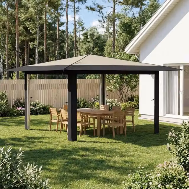 Gazebo senza Parete Laterale 4 x 4 m Crema e Antracite 42036819