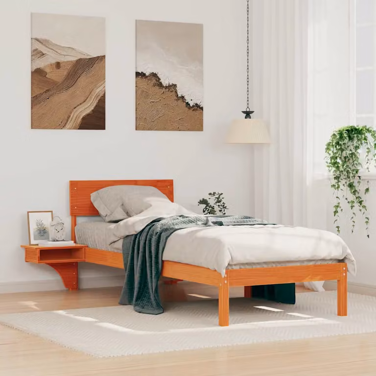 Struttura del letto vidaXL in pino massello marrone cerato L/P/H: 200 x 148.5 x 73 cm