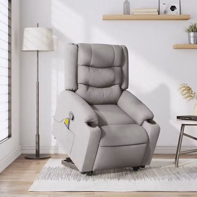 Poltrona Alzapersona Reclinabile con Massaggio vidaXL Grigio per Senior