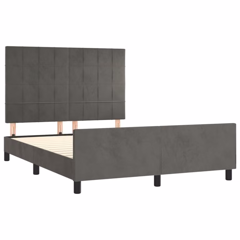 Giroletto senza Materasso Grigio Scuro 140x200 cm Velluto