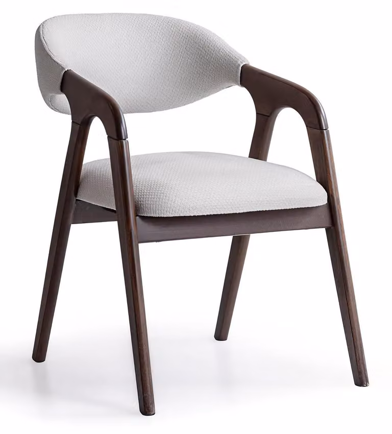 Sedia moderna, grigio e marrone, elegante, ideale per la sala da pranzo, con braccioli, design innovativo, nuova