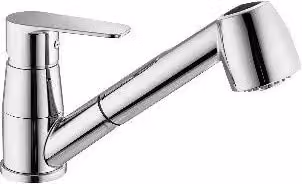Miscelatore per lavello con doccetta estraibile Paffoni serie Lime colore argento cromato
