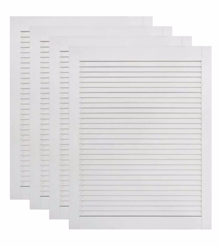 Set di 4 ante a lamelle vidaXL in legno massello di pino, colore bianco, L: 61,5 cm, P: 39,4 cm