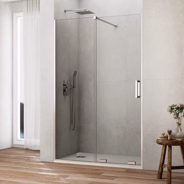 Box doccia frontale KENNA 1 fisso + 1 scorrevole 135 cm (130-135) cromo lucido vetro trasparente