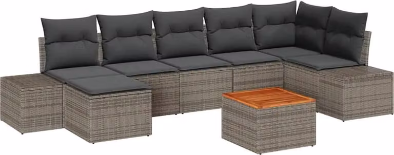 Set Divano da Giardino 8 pcs Grigio