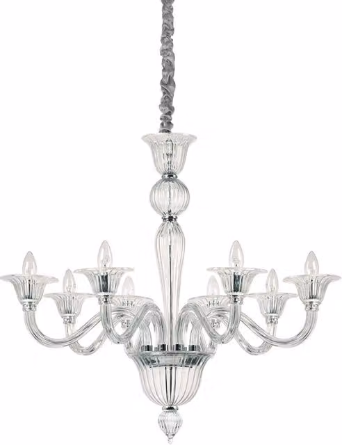 Lampadario Classico Brigitta Vetro Trasparente 8 Luci E14