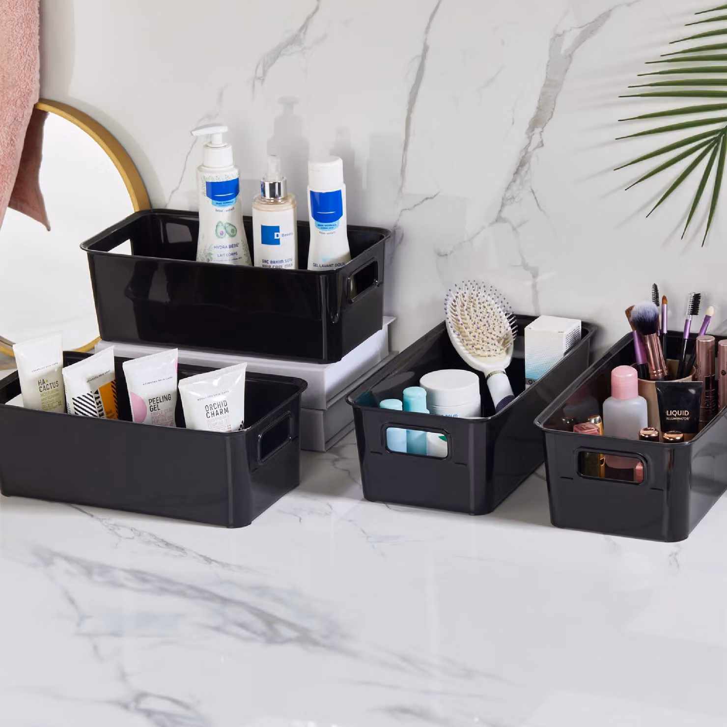 Hermia Concept, Ss4Lubin - Nero, Set organizer per frigorifero (4 pezzi), Nero, 100% PLASTICA, 17 x 31 x 10,5 cm