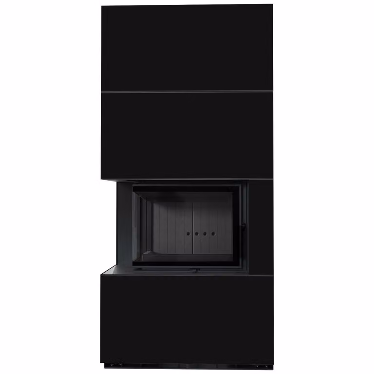 KRATKI FLOKI BOX kit camino sinistro 8 kW Ø 160 quarzo sinterizzato NERO ASSOLUTO rivestimento nero