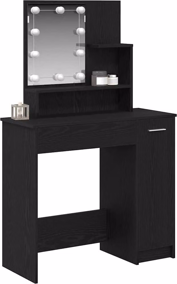Tavolo da Trucco con cassetto Rovere Nero 86,5 x 35 x 136 cm