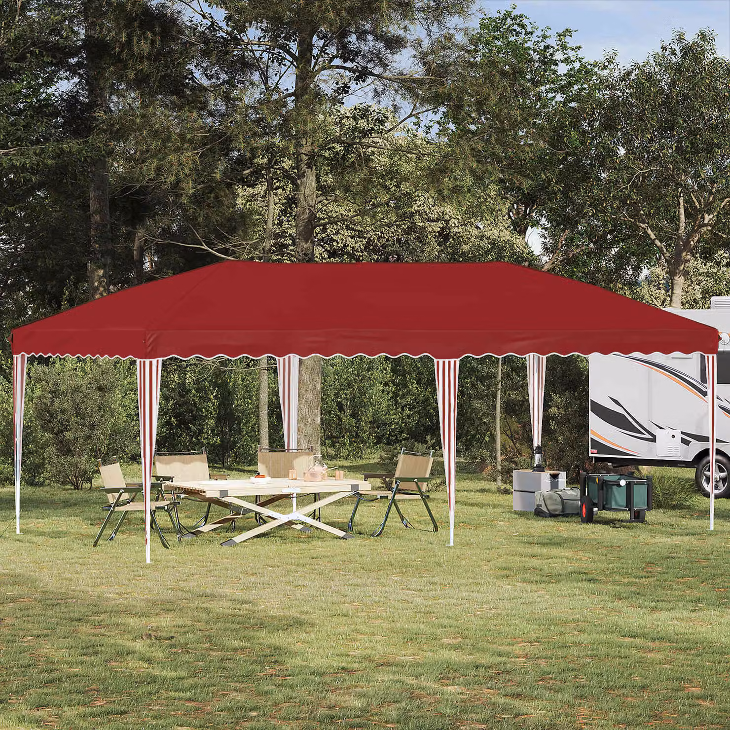 vidaXL Tenda per feste a pop-up rossa L: 575 cm, P: 290 cm, H: 245 cm
