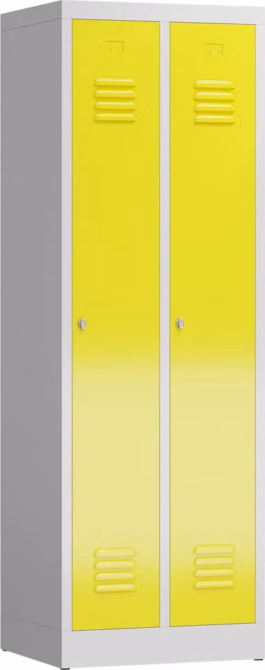Armadio ClassiX, 2 scomparti, 1800 x 590 x 500 mm, grigio chiaro/giallo zinco