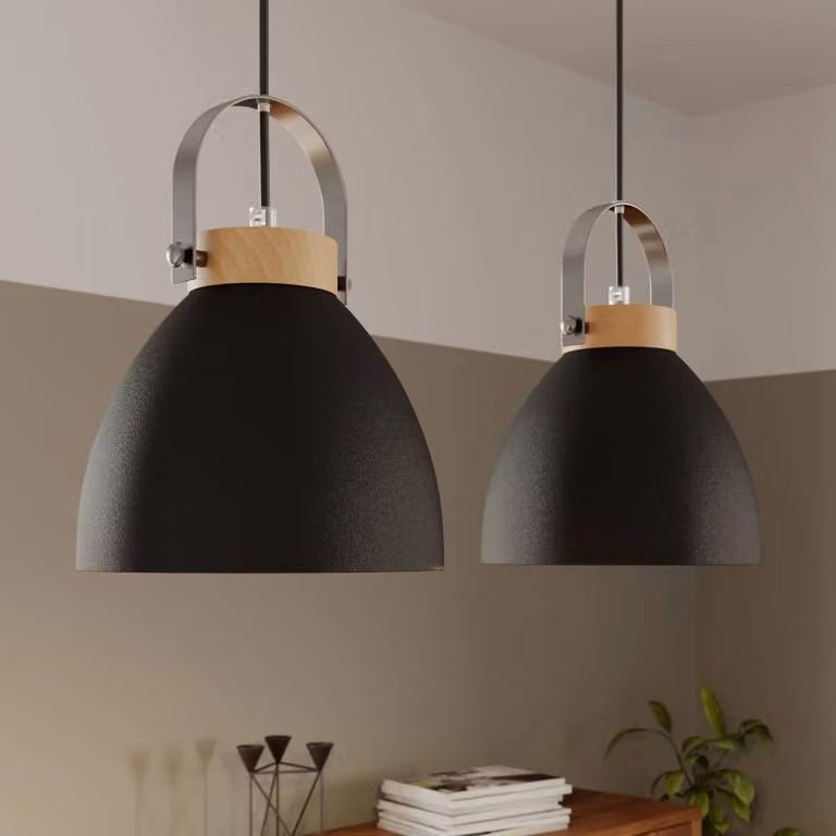 Lampada a sospensione Bergen Lamkur, dimmerabile, Nero, Soggiorno / Sala da pranzo, Metallo, Moderno, Lampada a sospensione