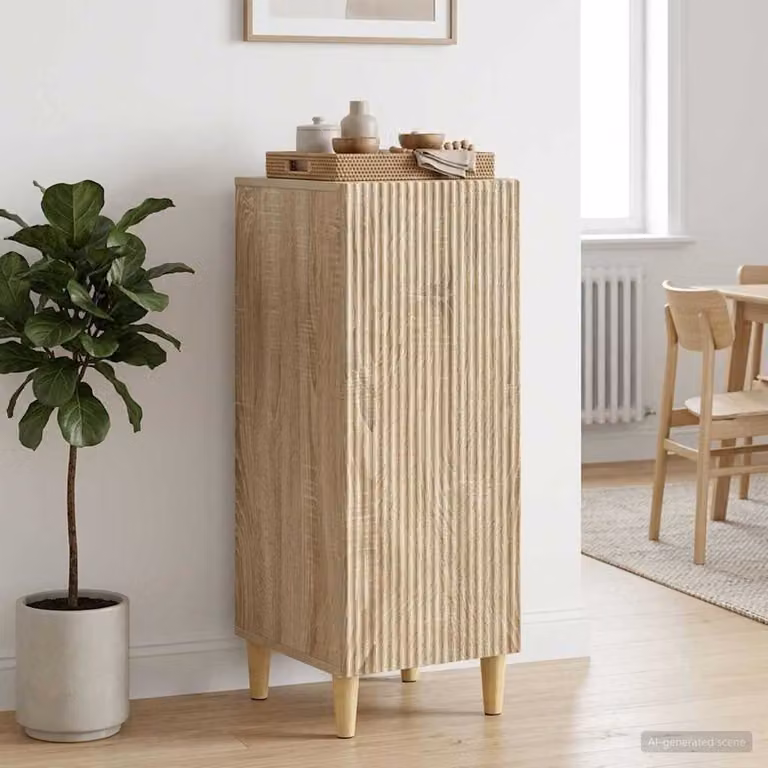 Credenza moderna vidaXL in legno ingegnerizzato Rovere Sonoma, colore beige e marrone, L: 33 cm, P: 34,5 cm, H: 90 cm