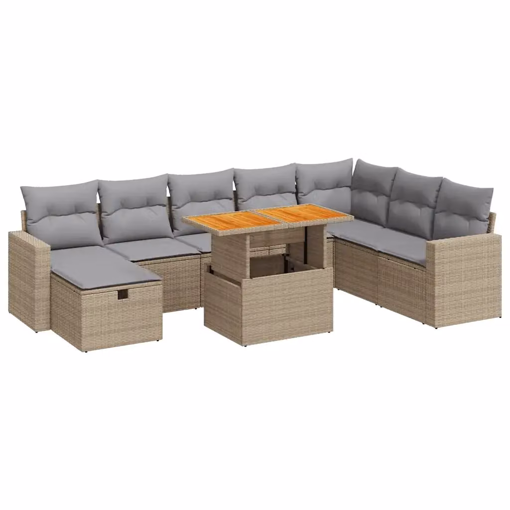 Set Divano da Giardino a L vidaXL con Cuscini Beige e Tavolino, Design Moderno in Polyrattan e Metallo per Terrazza o Balcone – 2