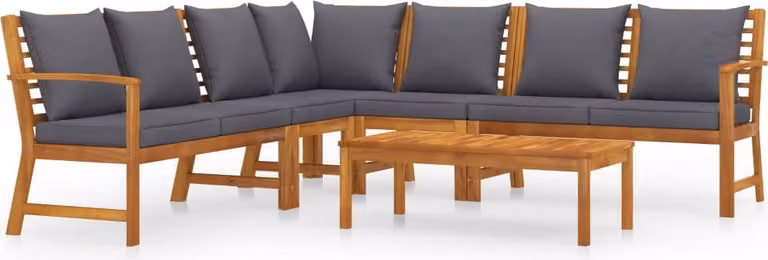 Set Divani da Giardino 6 pz con Cuscini in Massello di Acacia