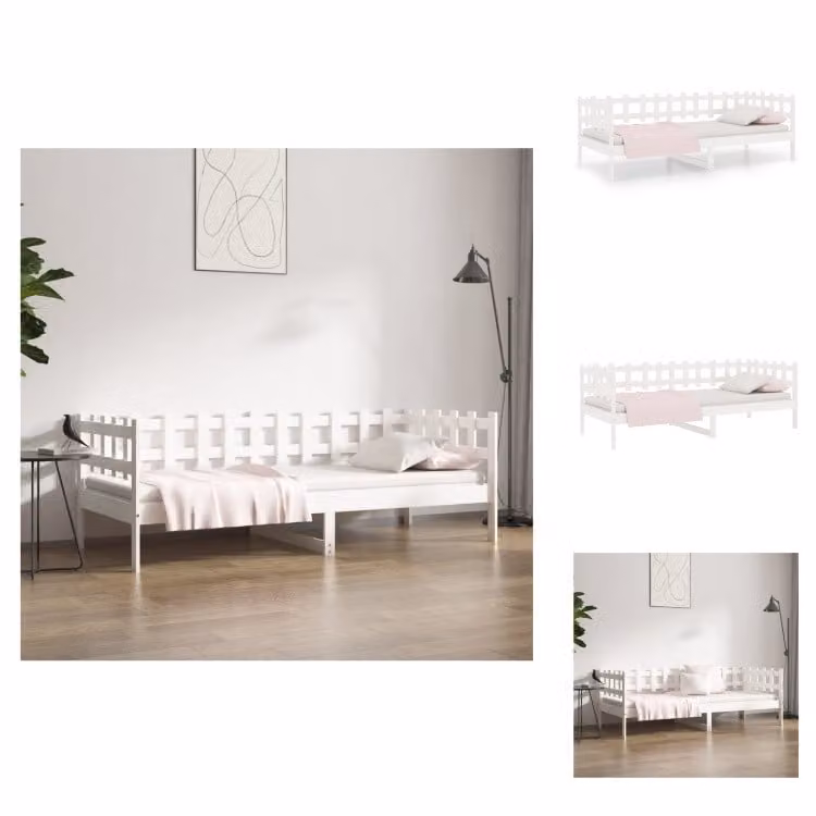 vidaXL Letto da giorno bianco 80x200 cm in legno di pino massiccio - Letti e strutture letto