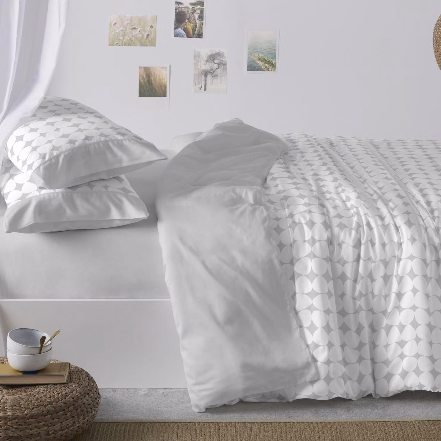 Biancheria da letto completa, colore bianco, per letti da 180 cm di larghezza (disponibili altre misure), design 139, grigio (180 x 190/200 cm)
