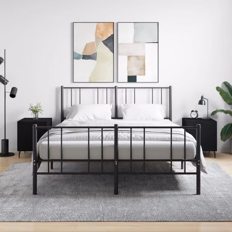 Set di 2 comodini vidaXL neri in legno multistrato per camera da letto, L/P/H: 40 x 40 x 50 cm