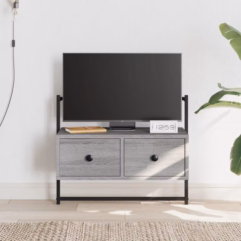 Mobile TV da muro vidaXL Grigio Sonoma in legno e metallo L 60,5 cm x P 30 cm x H 51 cm