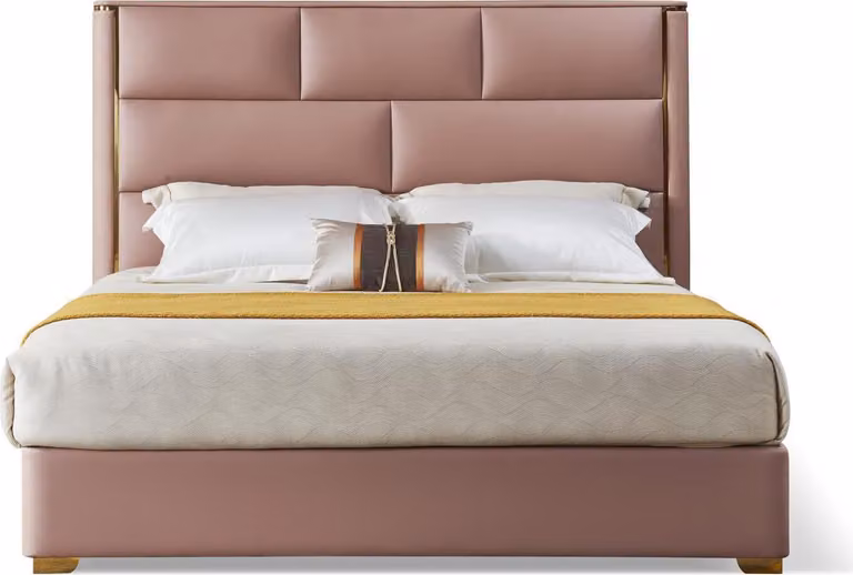 Designer Bett Schlafzimmer Betten Leder Hotel Luxus Polster Sitz Bettgestell