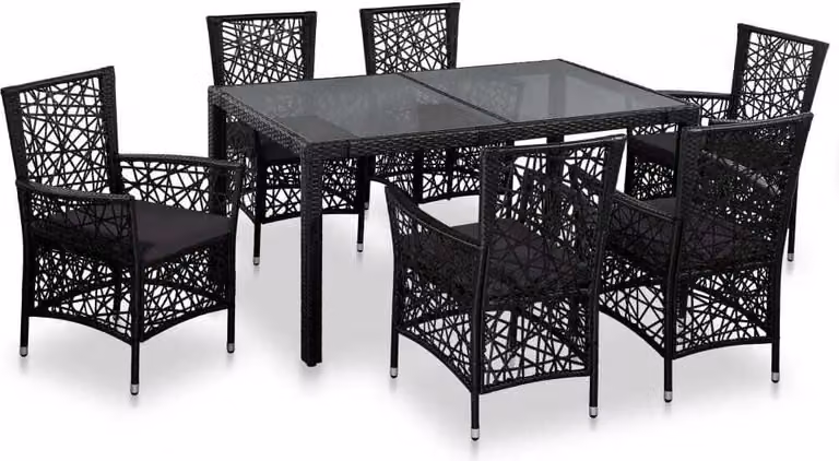 Maison Exclusive - Set da pranzo da giardino 7 pezzi in polyrattan nero